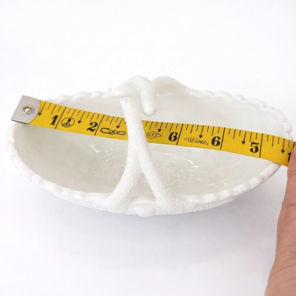 VTG Milk Glass Swan Double Dish Candy Bowl Divided‎ Handle Centerpiece Decor